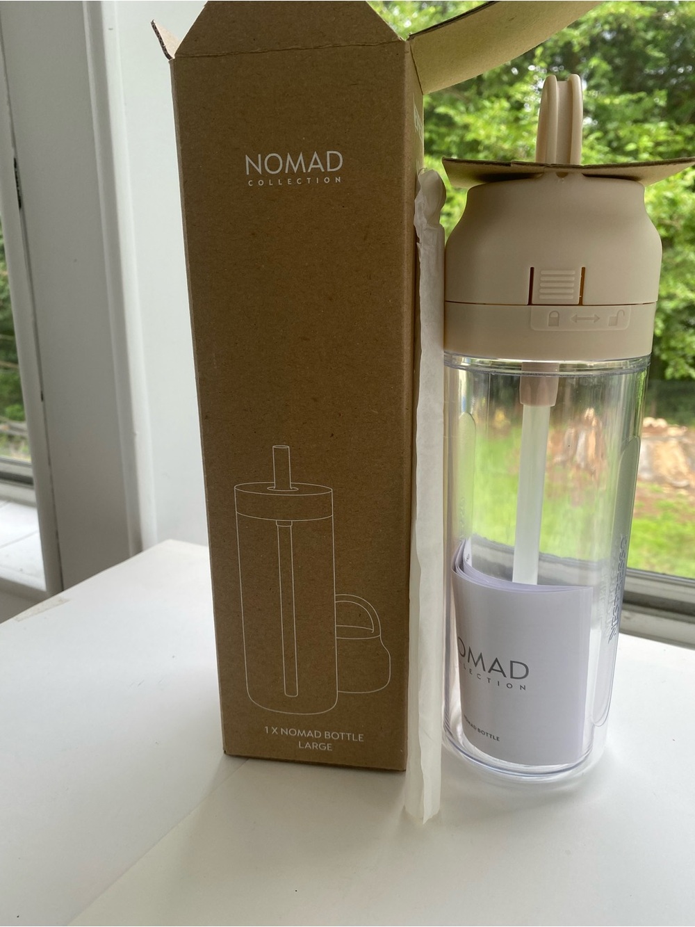 NWT NESPRESSO Nomad Collection Large Plastic Bottle - Beige/Clear
